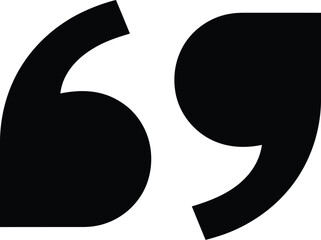 A simple image displaying a pair of black curved double quotation marks