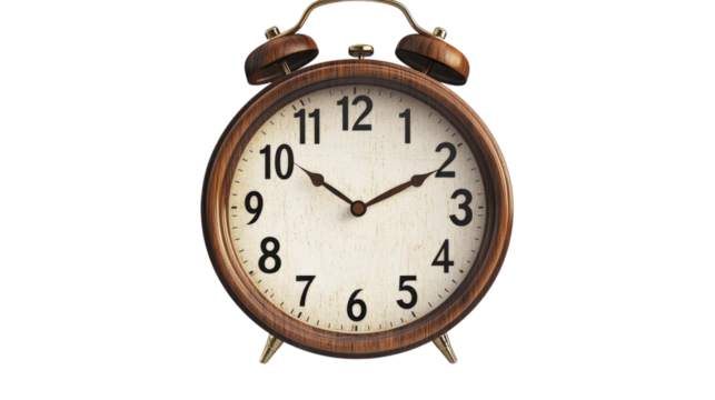 Wooden Alarm Clock with Bells isolated on a transparent background - Powered by Adobe