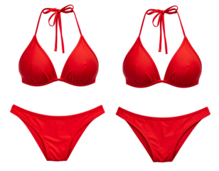 Untitled design - Red Bikini Set Front View With Clean Symmetric Layout, Isolated on Transparent Background (3)
