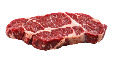 Raw Marbled Beef Steak Cut isolated on a transparent background