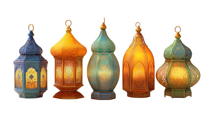 Golden decorative lantern with artistic metal detailing on transparent png background. Ai generated