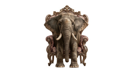 Playful baby elephant perched on a comfortable sofa on transparent png background. Ai generated