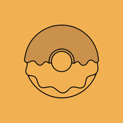 Obraz premium Donut Illustration with Brown Glaze on Orange Background
