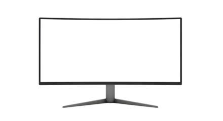 Curved Computer Monitor Display Screen with White Blank Screen