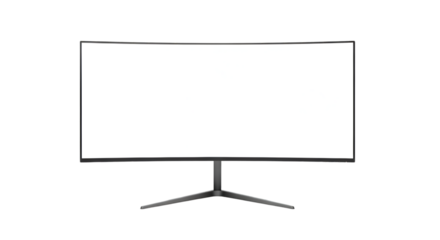 Curved Computer Monitor Display Screen with White Blank Screen