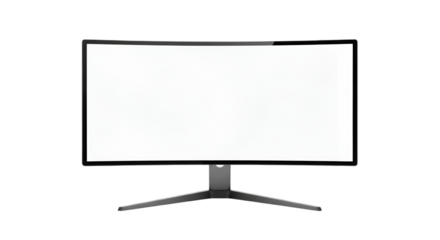 Curved Computer Monitor Display Screen with White Blank Screen