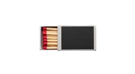 Open Matchbox with Red Tipped Matches on Black Background