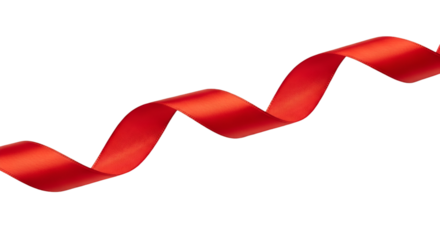 Red Ribbon Twisting in a Spiral on Black satin ribbon