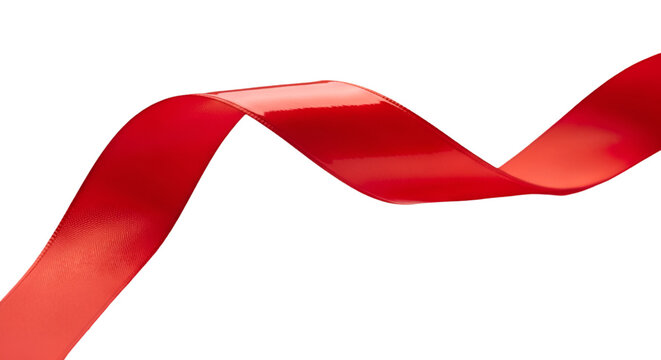 Red Ribbon Winding on Black Background satin ribbon