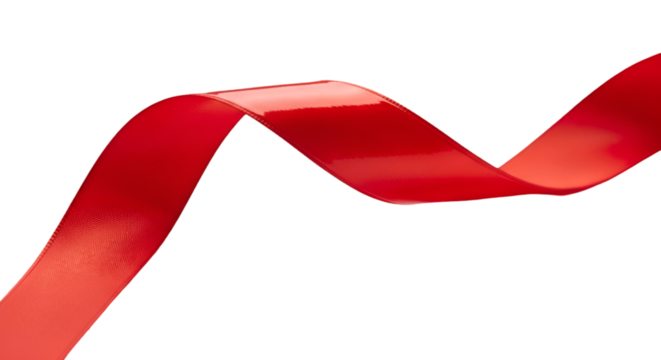 Red Ribbon Winding on Black Background satin ribbon