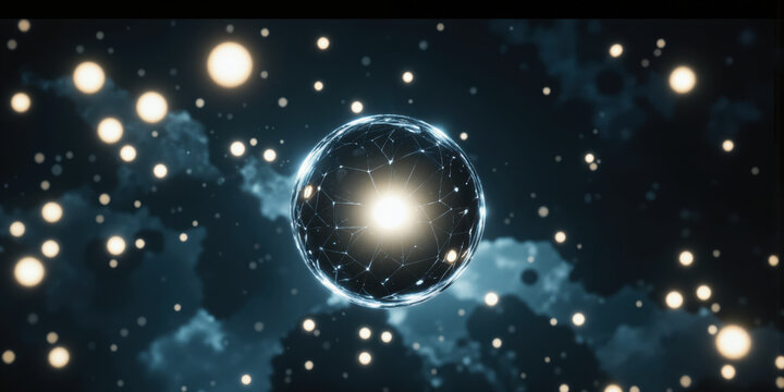 Minimalist bright orbs floating in space, symbolizing moments of innovation and breakthrough in business.