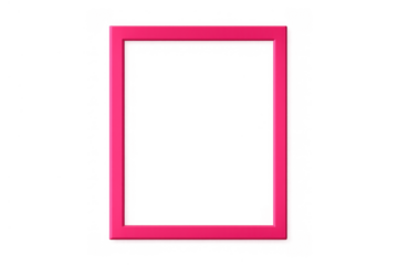 Pink empty rectangular frame with transparent background, graphic element for design, modern minimal border