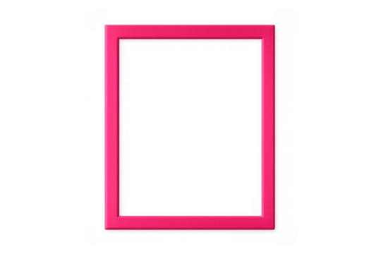 Pink empty rectangular frame with transparent background, graphic element for design, modern minimal border