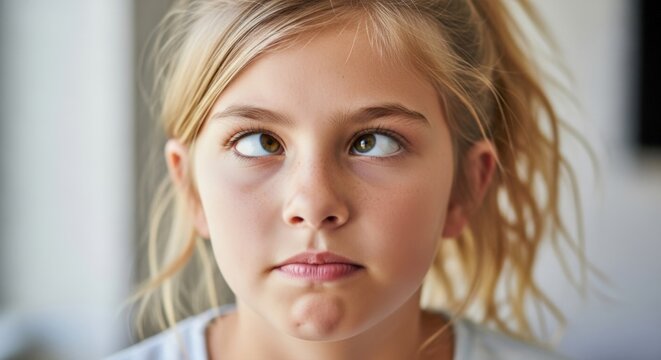 Girl rolling her eyes with an annoyed playful expression