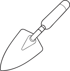 Garden trowel line artwork illustrating essential planting tool widely used for gardening and soil preparation