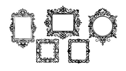 Obraz premium Ornate vintage frames decorative antique picture frame set art deco mirror frame vector design element 100 char