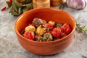 Shanklish cheese with spices in the oil