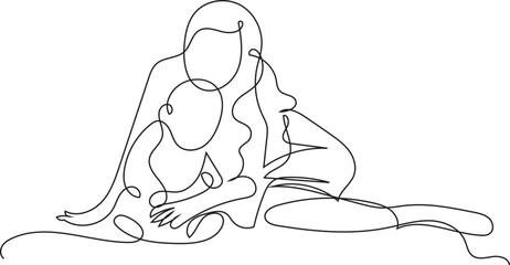 Mother and Child Continuous Line Drawing  -one line drawing, continuous line, mother and child, line art, minimalist, mom and baby, motherhood,