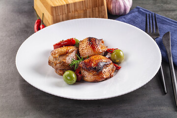 Roasted duck medallion with dry tomato