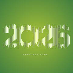2026 New Year Number Design. 2026 time line chart bar vibrant typography logo design concept. Modern barcode set of numbers with green and white vector greeting card © simbos
