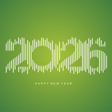 2026 New Year Number Design. 2026 time line chart bar vibrant typography logo design concept. Modern barcode set of numbers with green and white vector greeting card