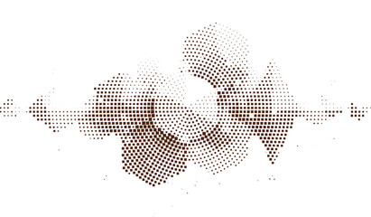 Brown halftone sphere ornament featuring gently shaded dotted clusters arranged geometrically suitable for elegant decorative graphics modern design layouts and artistic visual compositions