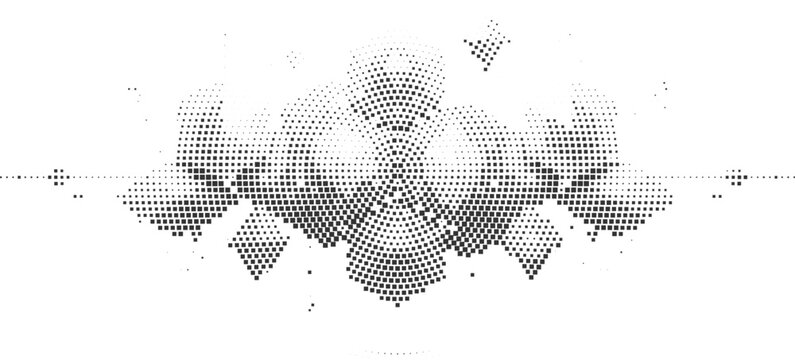 Halftone sphere cluster ornament in soft monochrome grey forming artistic geometric arrangement ideal for modern decorative graphics abstract design themes and elegant digital compositions