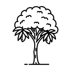 Simple outline drawing of a lush green tree with full canopy