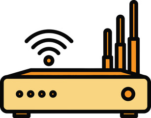 Modern wireless router with antennas and wi fi signal icon