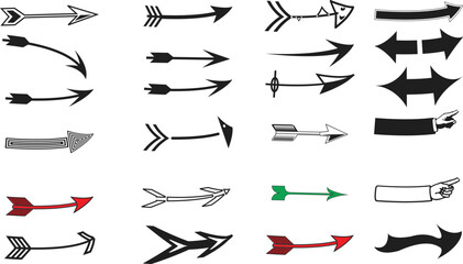 Stylized Arrow Icon Collection in Various Designs
