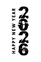 Happy new year 2026 text design for brochure design template card vector illustration