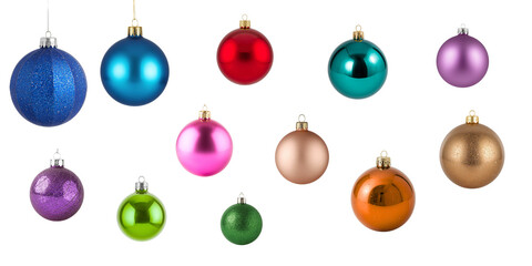 &ldquo;Colorful Christmas Ornaments Collection Isolated on Transparent Background | Multicolored Holiday Baubles PNG&rdquo;