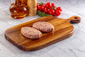 Raw minced meat cutlet for cooking