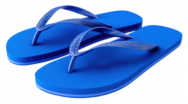 Blue flip-flop sandals pair, isolated on transparent background, casual beach shoes, clean minimal composition, photorealistic lighting - Powered by Adobe