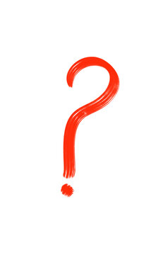 red question mark icon png transparent background, bold brushstroke symbol.