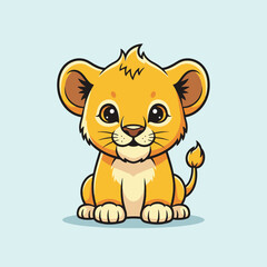 Cute Cartoon Lion Cub Illustration