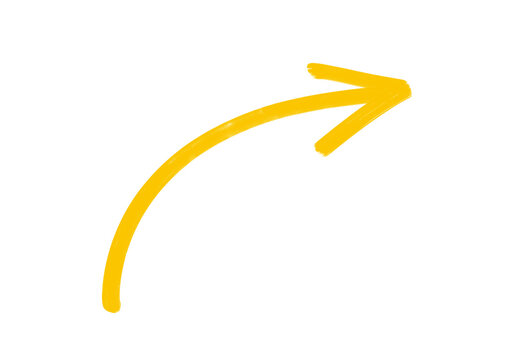 yellow curve arrow icon symbol on transparent background 