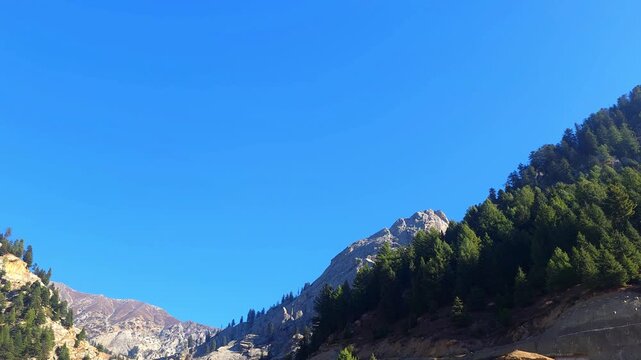 Lowari Top Hills View Snowy Mountain Pass Landscape in Khyber Pakhtunkhwa, Pakistan 4k footage 