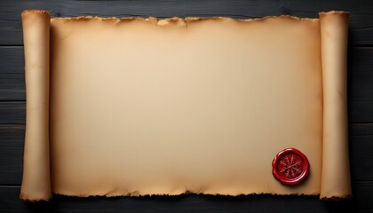 A rustic parchment page bordered by dark wood and marked with a red wax seal forms a warm christmas themed vintage composition