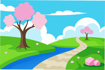 Cartoon landscape scene