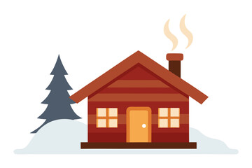 Cabin in winter scene