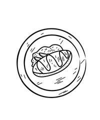 hand drawn vector illustration of an omurice