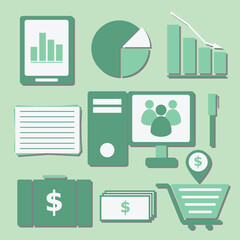 Set of Internet Investor at Home Color Icons