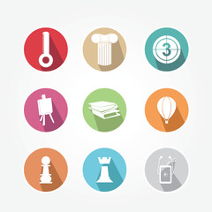 Set of Round and Colorful Vintage Style Icons