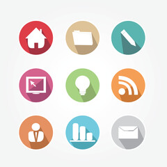 Set of Round and Colorful Vintage Style Icons