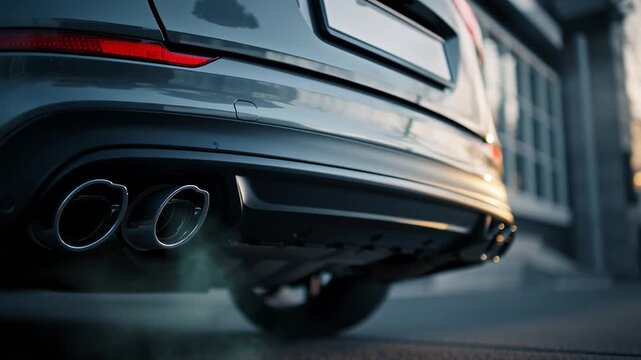 Car exhaust fumes highlighting pollution and environmental impact from vehicle emissions
