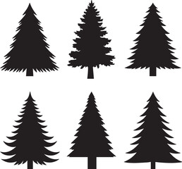 Pine Tree Silhouettes Various Evergreen Trees Forest Conifers Woods Nature Designs