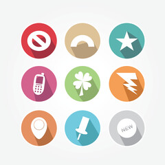 Set of Round and Colorful Vintage Style Icons