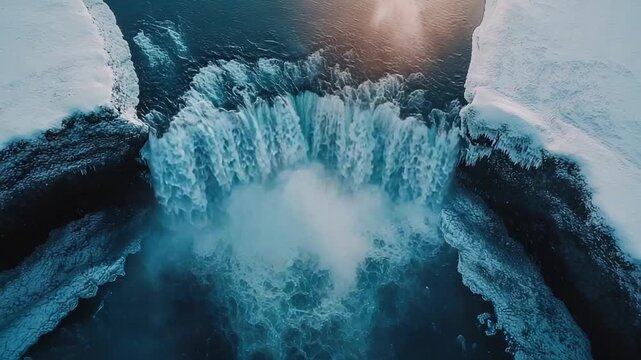 mighty godafoss waterfall in north iceland during winter video