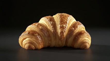 A close-up shot of a flaky pastry croissant on a table, perfect for food and bakery - Powered by Adobe